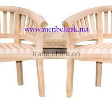 Indonesia Furniture-Dual Bean Arm Chair with table-Teak Furniture