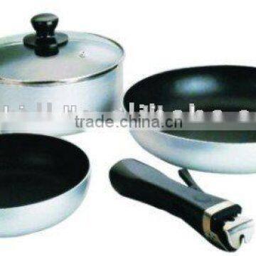 4pc aluminium detachable non-stick cooking pot