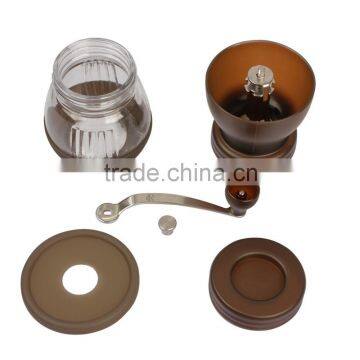 Mini Hand-Crank Coffee Bean Grinder Manual Coffee Grinding Mill 120g With Brush & Lid - Brown