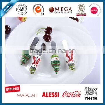 Top Quality Snow Man Design Christmas Products Butter Knife With Polyresin Head