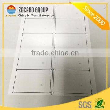 Different Layout 13.56Mhz RFID Prelam Inlay Sheet for Card production