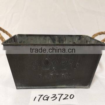 Cheap Antique Black Coffee Striped Square Wall Garden Hanging Wrought Iron Rustic Planter