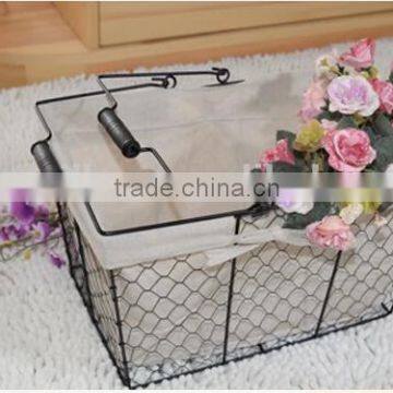 Handmade Wire Kitchen Storage Basket Wire Basket With Liner photo-2