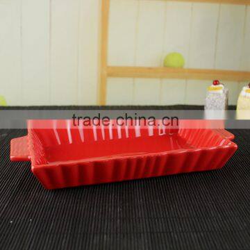Popular Design Rectangle Shape Ceramic Plate White Porcleain Dinner Plates With Handle