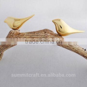 Abstract gold plated small resin bird figurine