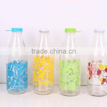 1liter glass juice bottle with decal