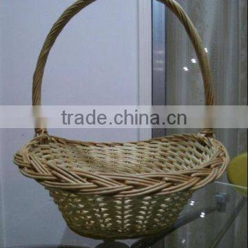 White Wicker Basket With Handle photo-3