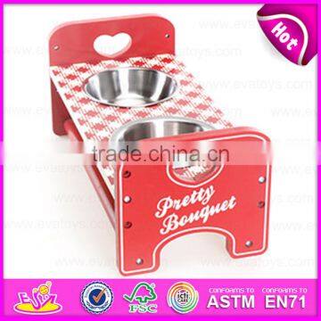 Brand New Wooden Pet Bowl With Stand, Lovely Stainless Pets Bowl Wood, Hot Sale Wooden Feed Bowl With Stand W06F015 photo-3