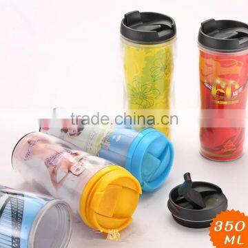 2015 hot sale colourful plastic and stainless steel coffee cup