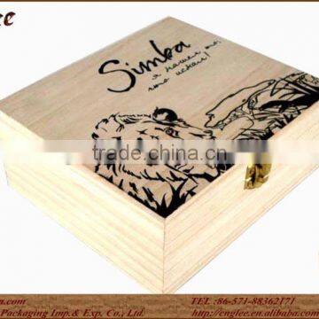 pine wood fancy tea storage box