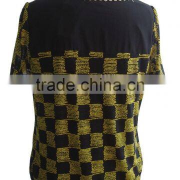 Red Plaid Check Print Lycra Blouse photo-4
