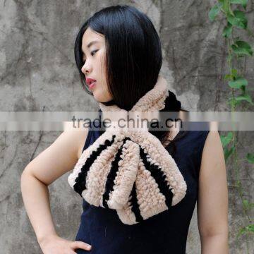 CX-S-27B 2017 Girls Grey Scarf Fashion Lady 100% Rex Rabbit Fur Scarf photo-5
