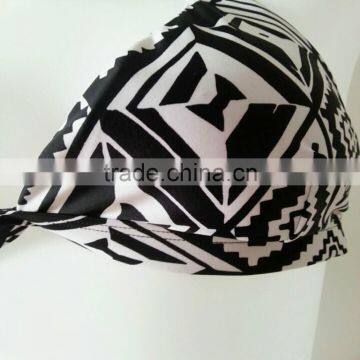 Fahion Hi-quality Sex Black&white Print Swim Bra&bottom