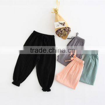 Boys and girls pure color cotton lantern pants children's clothing wavy striped pants