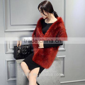 High Quality 2015 New Hot Sell Winter Ladies Top Fashion Faux Fox Fur Shawl Scarf Women's Warm Wrap photo-3