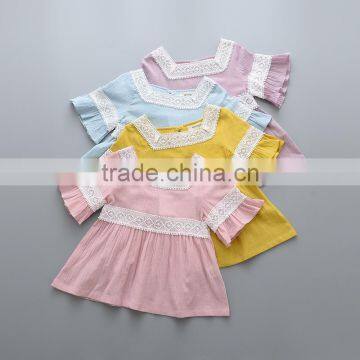 S33520W Sweet Girls New Lace Flower Fancy Summer Pink Blouse photo-2