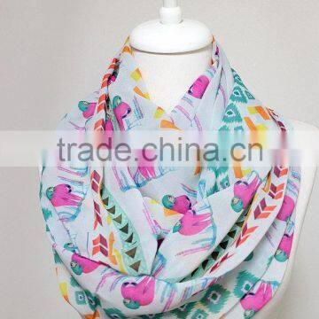 Pink Sloth Pattern Chiffon Infinity Scarf, Circle Scarf, Loop Scarf, Scarves, Shawls, Spring Fall Winter - Summer Fashion Christ