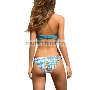 Polyester Bikini Flexible Two Piece Hollow Padded Patchwork Solid Sold By Set photo-3