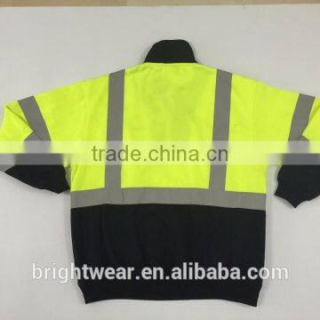Contrast Safety Sweatshirt With Reflective Tape and Zipper photo-6