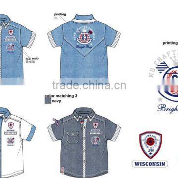 Handsome Boys Short Sleeve Design Casual Shirt for Small Boys Custom Wholesale