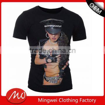 Shantou factory wholesale sexy girl 3d printing t-shirt with lowest price