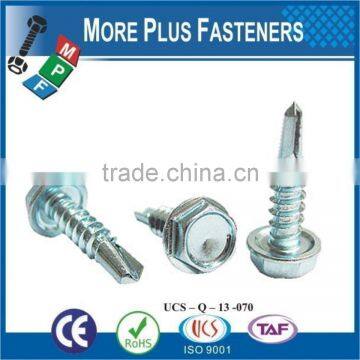 Made in Taiwan Black Stainless Steel Zinc Plated Flange Hexagon Head Self Drilling Teks Screw