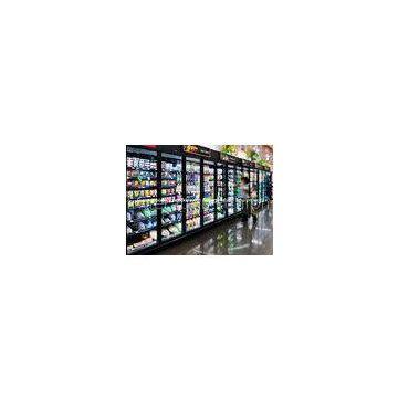 Self Service Upright Multideck Open Chiller , Glass Fronted Fridge With Curved Glass