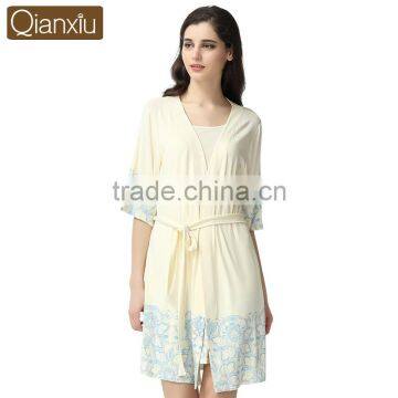 Hot Sale Qianxiu Sexy Yellow Breathable Two-pieces Robe