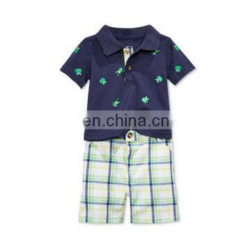 Baby Boys' Polo & Plaid Shorts Set From Guangzhou Clothing Factory