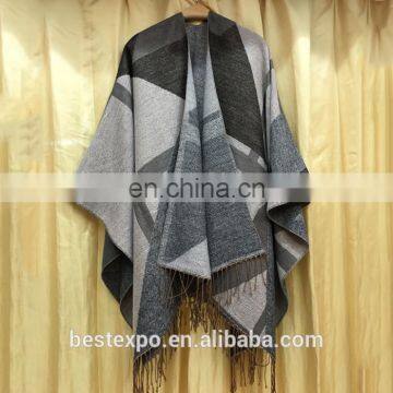 Chinese Wholesale Suppliers Ladies Cashmere Wraps Fringe Blanket Geometry Pattern Kashmir Winter Shawls photo-3