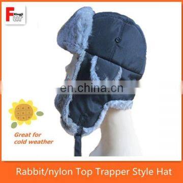 Top Quality Real Rabbit Fur Hat For Winter , Real Fur Trapper Hat