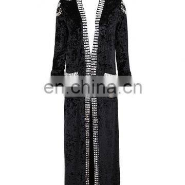 Wholesale Opening Closure Luxury Studded Trench Duster Velet Maxi Coat for Women Fall/Winter photo-3