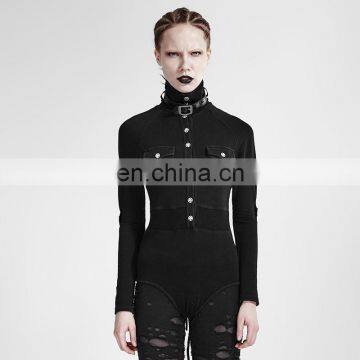 Punk Rave Gothic Military Long Sleeve Standing Collar Body T-434 photo-2