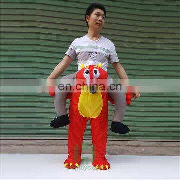 New arrival!!!HI CE funny carry dragon costume for adult size,ride on costume for hot sale