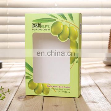 Luxury design factory price body lotion packaging foldable paper box with pvc window