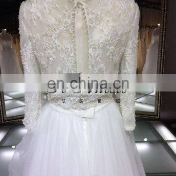 1A041 Top Quality Beautiful Long Sleeve With Lace Heavy Beaded White Bridal Dress photo-4