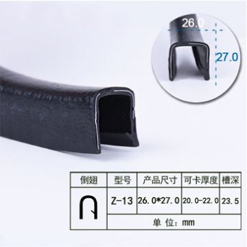 EDGE TRIM  PVC - INNER FLEXIBLE METAL CORE  DOUBLE LIPS - 38.1 M / 125 FT ROLL BLACK LEATHER TYPE PATTERN China