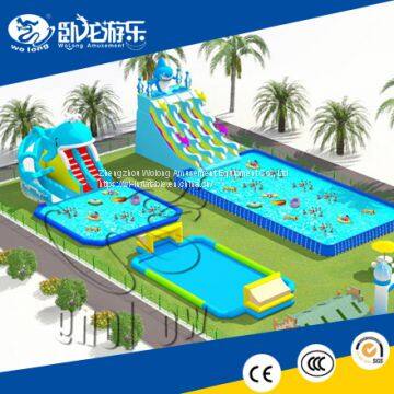 commercial water pool slide,inflatable water park with pool for adult