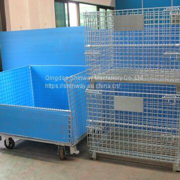 Stack welded folding steel warehouse storage cage