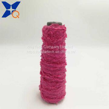 Nm13 Rose red  microfiber half fancy yarns could not pass needle detector conductive touchsreen yarns for gloves-XT11018