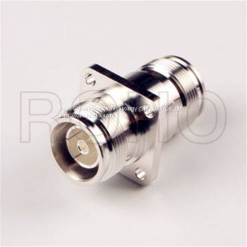 4 Hole Flange Straight 4.3/10 Jack Female to Mini DIN Female RF Coaxial Connector Adapter