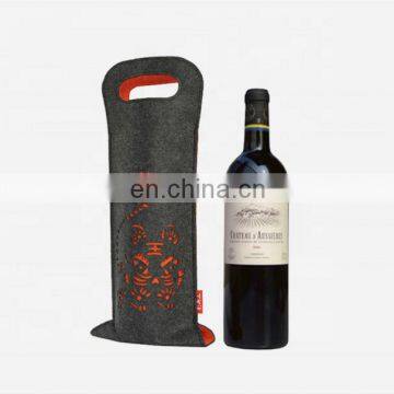 2018 Hot Sell elegant christmas felt single wine bottle bag with handle and customized logo
