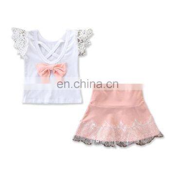 Baby Girl Outfit Kids White Tops + Pink Skirt 2pcs Set Summer Boutique Cloth for 1-6T photo-3