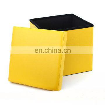 RTS PVC leather waterproofing folding stool storage ottoman with smooth cover for bedroom room