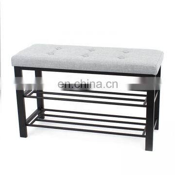 Customized Multi design storage metal shoe rack Fabric foldable storage chair saving place in doorway