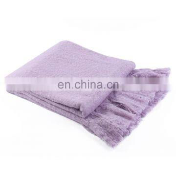 Wholesale Custom Soft Solid Color Light Purple Throw Blanket For Sofa photo-3