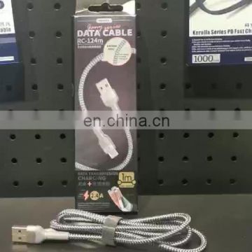 Remax 2.4A charging  phone braided usb data cable, bending resistant cable for lighting / Android phone