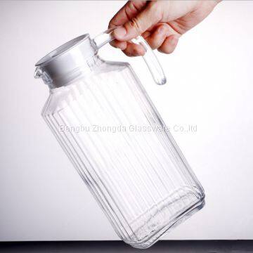1.6L CLEAR GLASS WATER JUG GLASS PITCHER WITH HANDLE AND PLASTIC COVER LID photo-4
