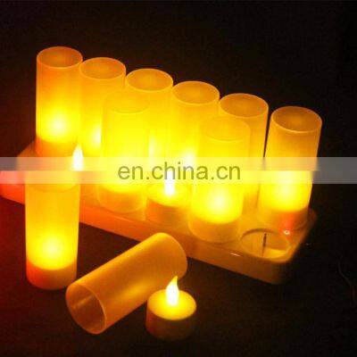 Wedding Events Party Restaurant Decorative Battery Operated 12 Packs Rechargeable Flicker Warm White Led Candle White photo-3