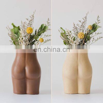 abstract woman human butt torso buttock booty woman lady european white ceramic porcelain ceramic flower vase set for home decor